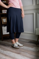 Model wearing Nuggles® 27" All-Sport Skirt in Navy