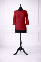 Red 3/4 Essential Tee on Black Mannequin