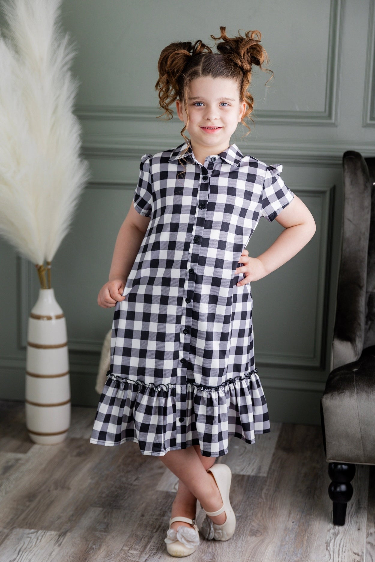 Girls Ellie Dress in Storybook Check nuggles-clothing