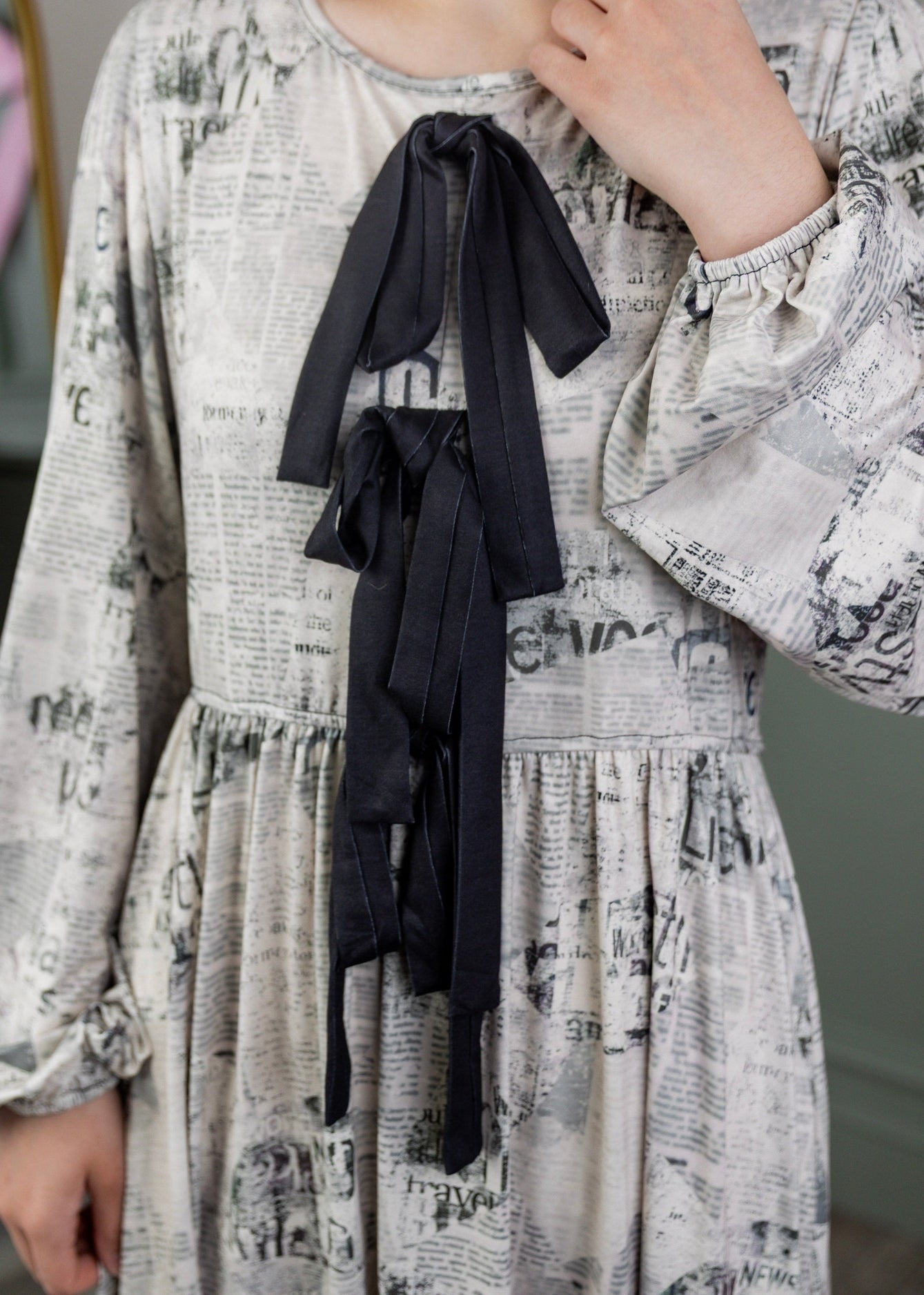 Addison Dress in Whispering Headlines - Final Sale nuggles-clothing