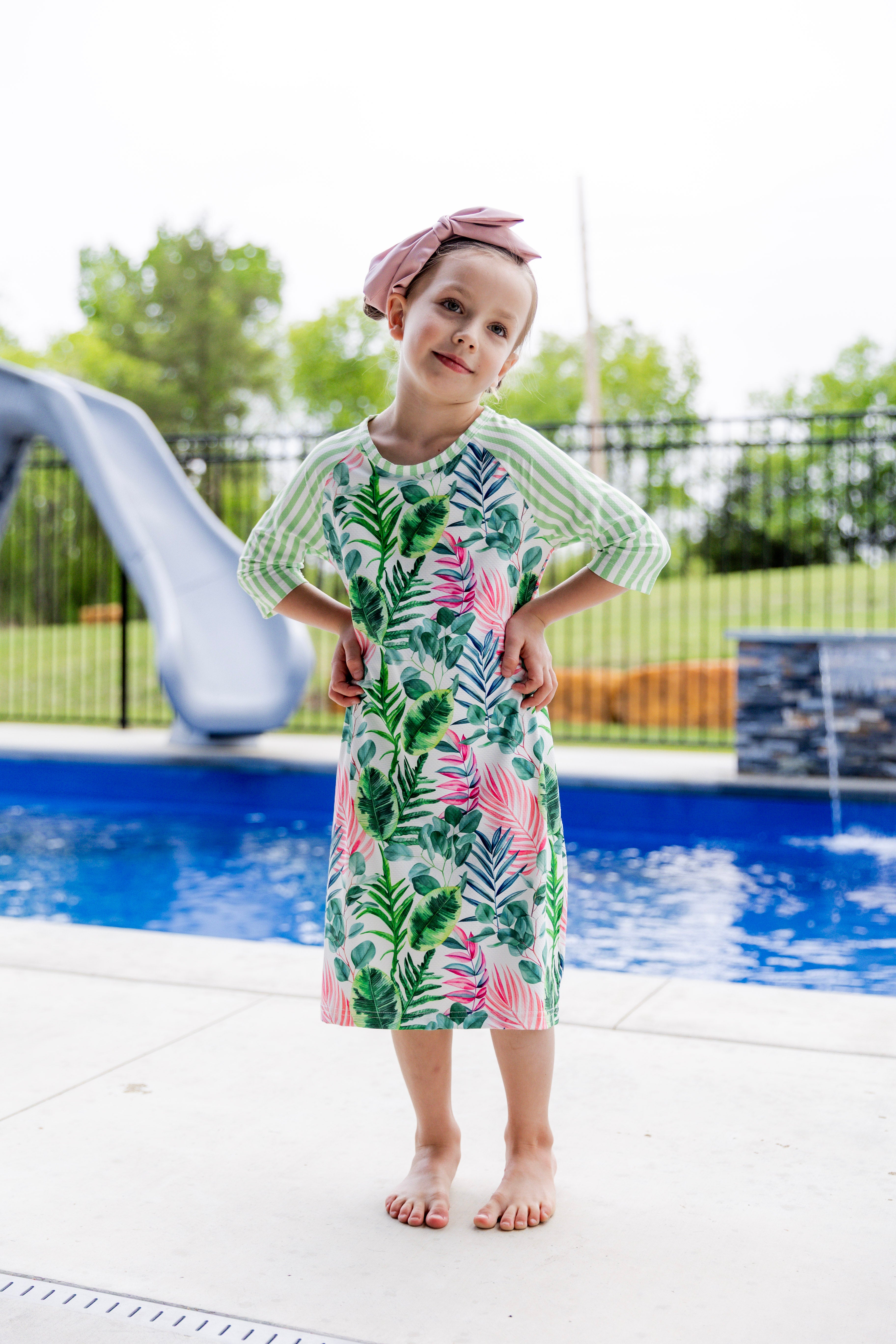 modest girls sport swim dress prints mommy and me 