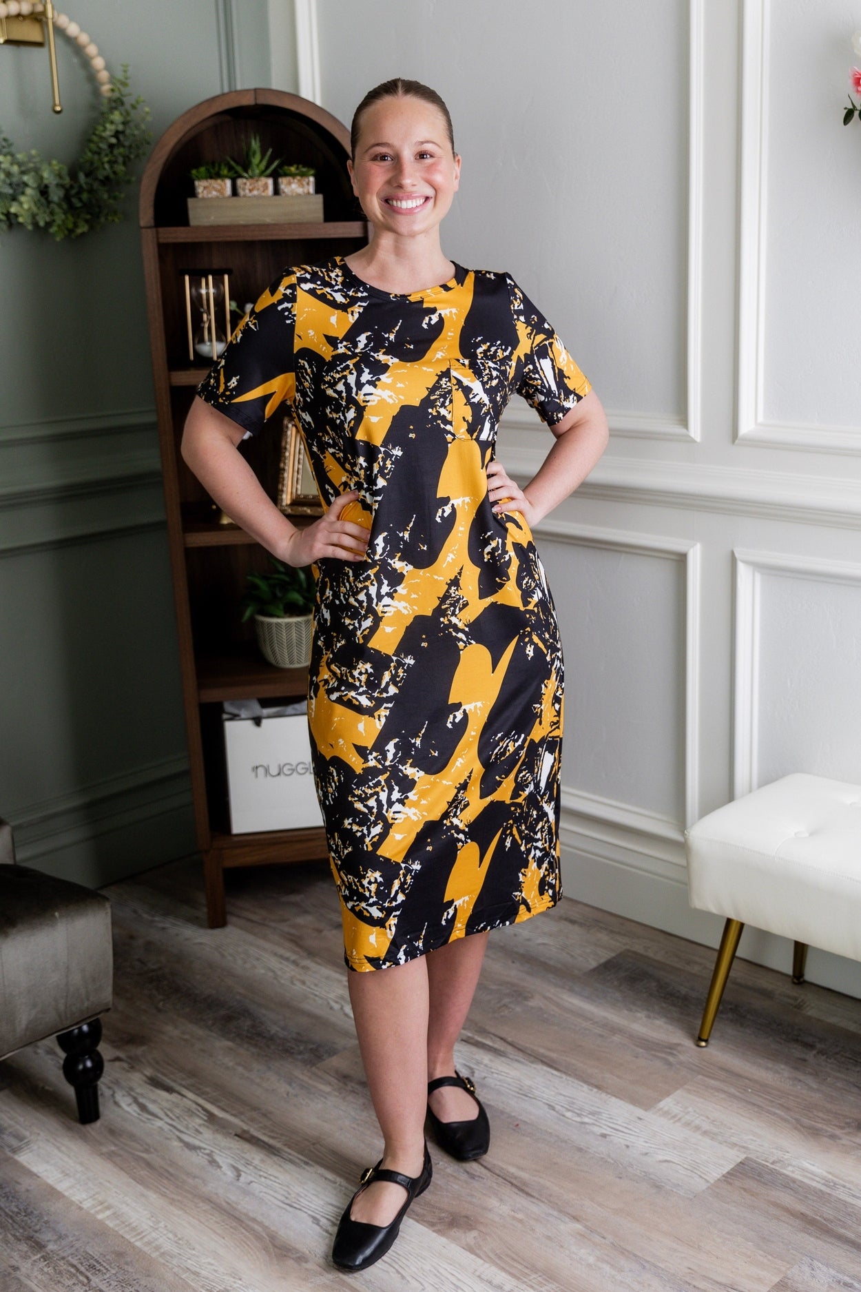 Aviva Dress in Golden Drift nuggles-clothing