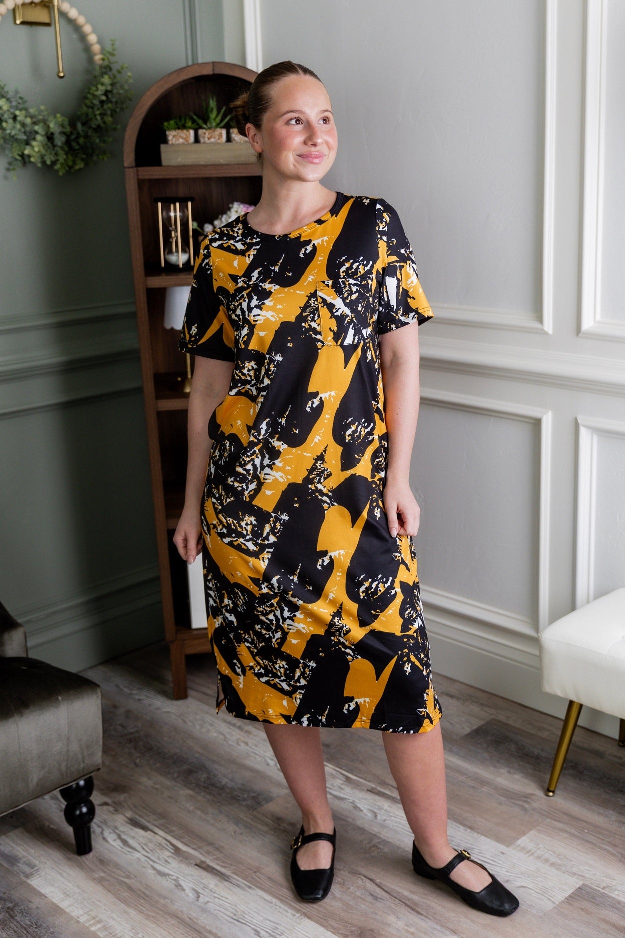 Aviva Dress in Golden Drift nuggles-clothing