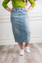 modest denim skirts in 31" length 