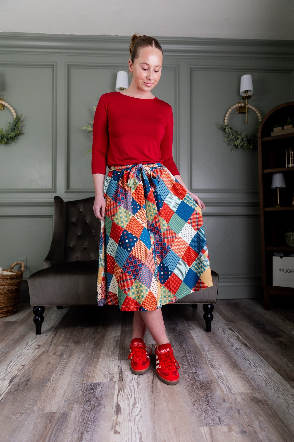 Bria Skirt in Scrappy Sweetheart nuggles-clothing