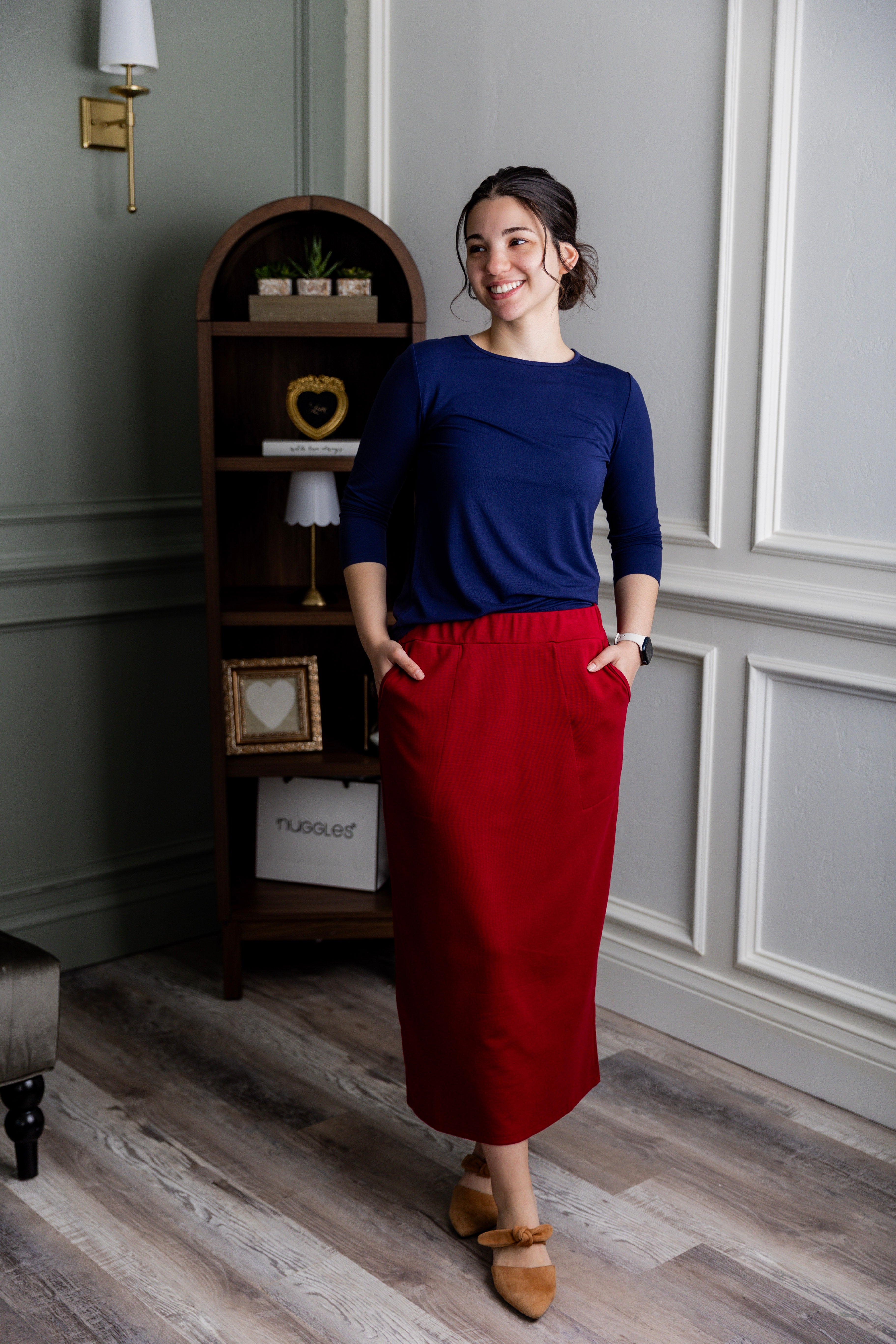 Our modest Nuggles® 31" Pocket Classic Skirt with front pockets”