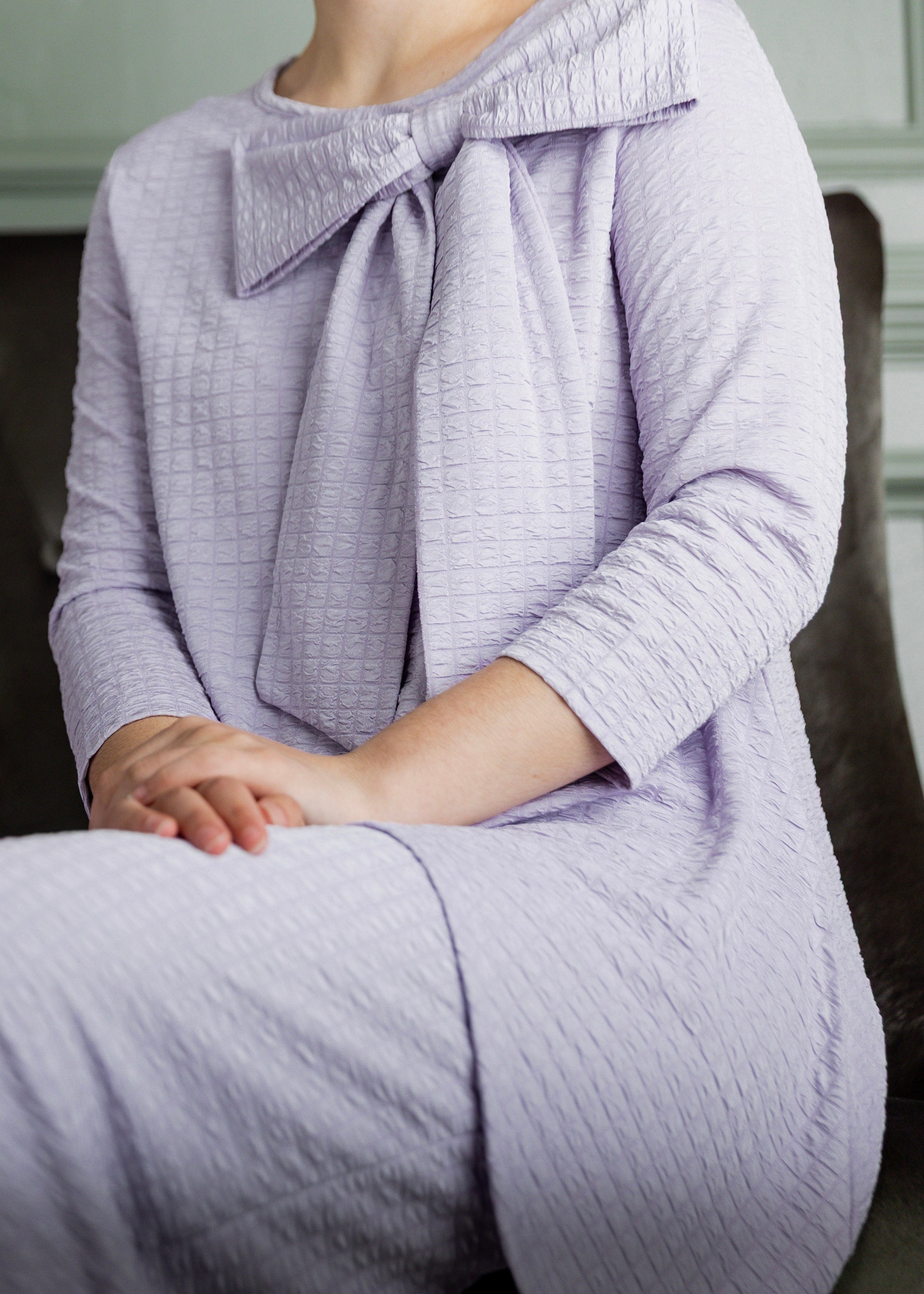 Model wearing Nuggles® Eleanor Top in Lilac