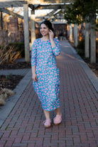 3/4 sleeve modest dress with pockets pretty prints