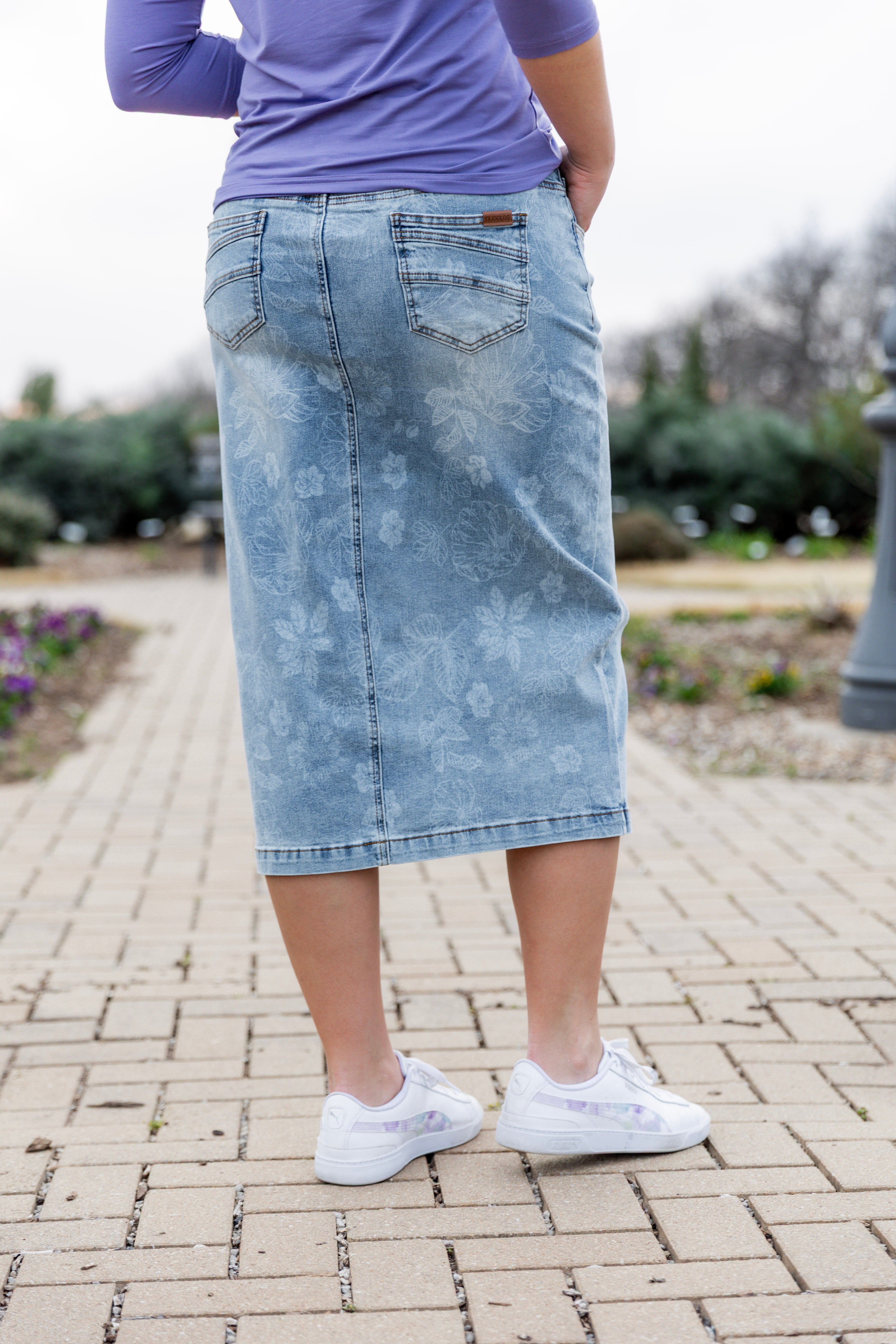 modest denim skirts in 31" length 