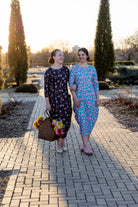 3/4 sleeve modest dress with pockets pretty prints