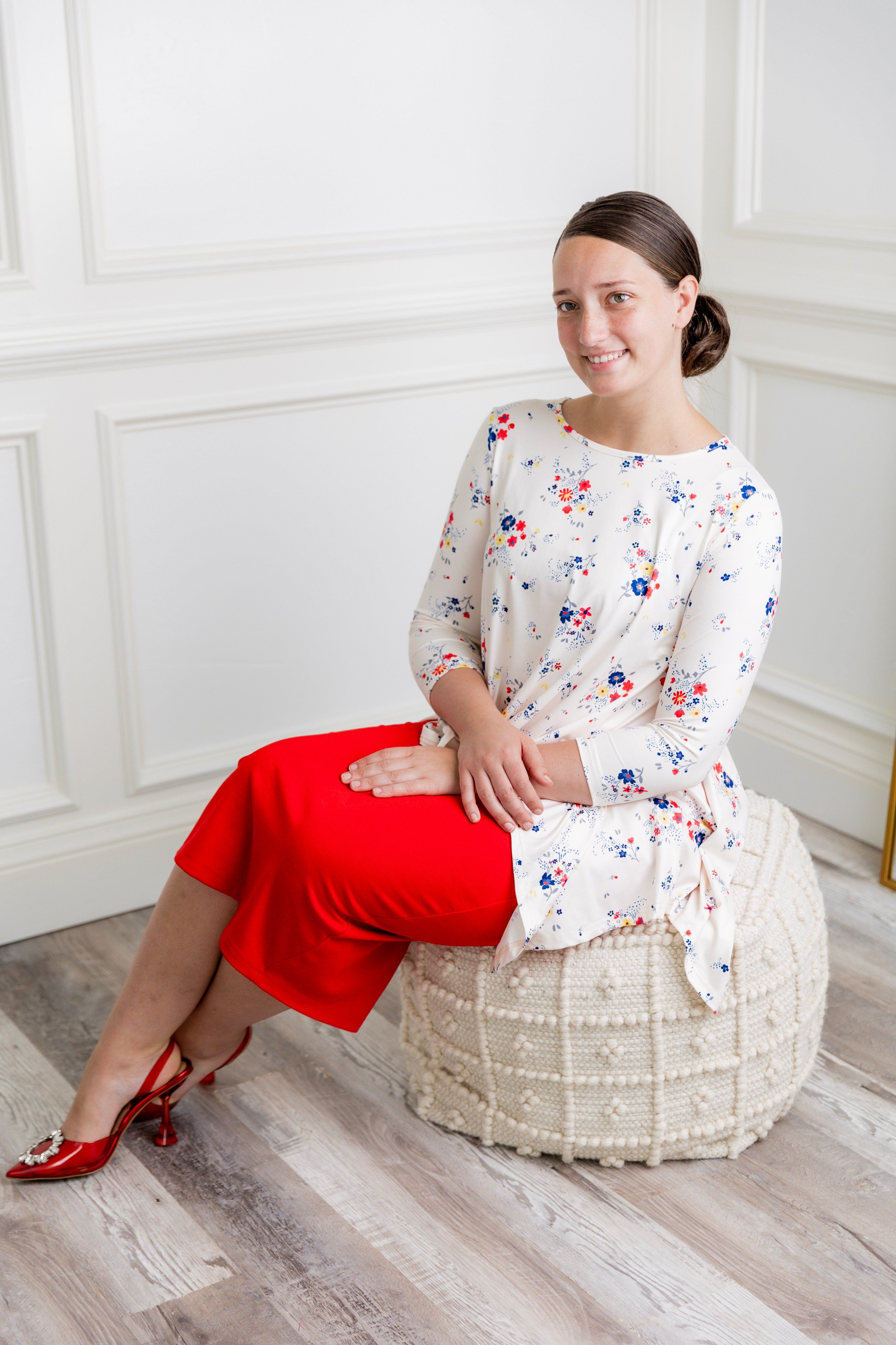  modest new norie top with pretty prints flowy