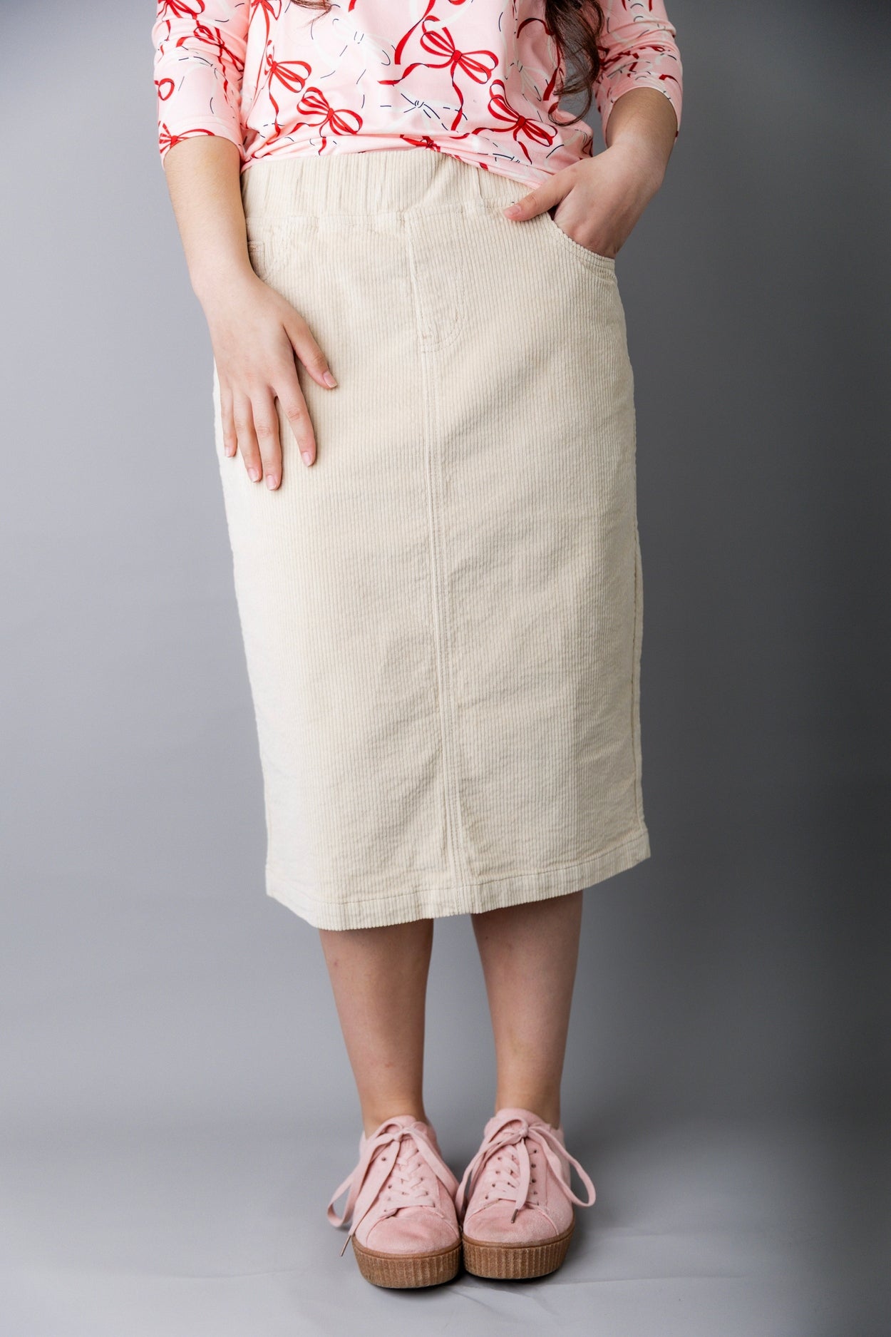 27" Corduroy Skirt in Cream - Final Sale nuggles-clothing