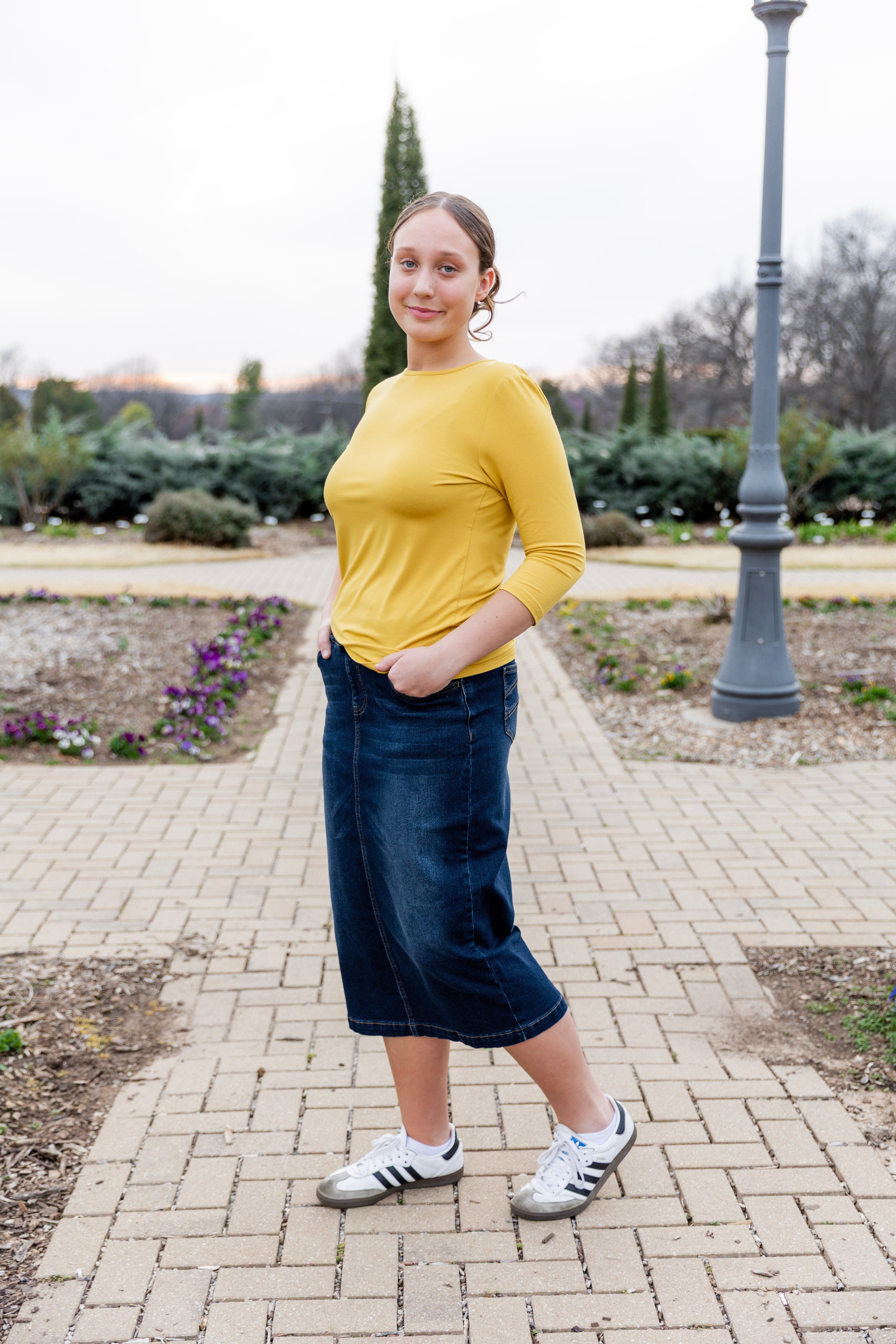 modest denim skirts in 31" length 