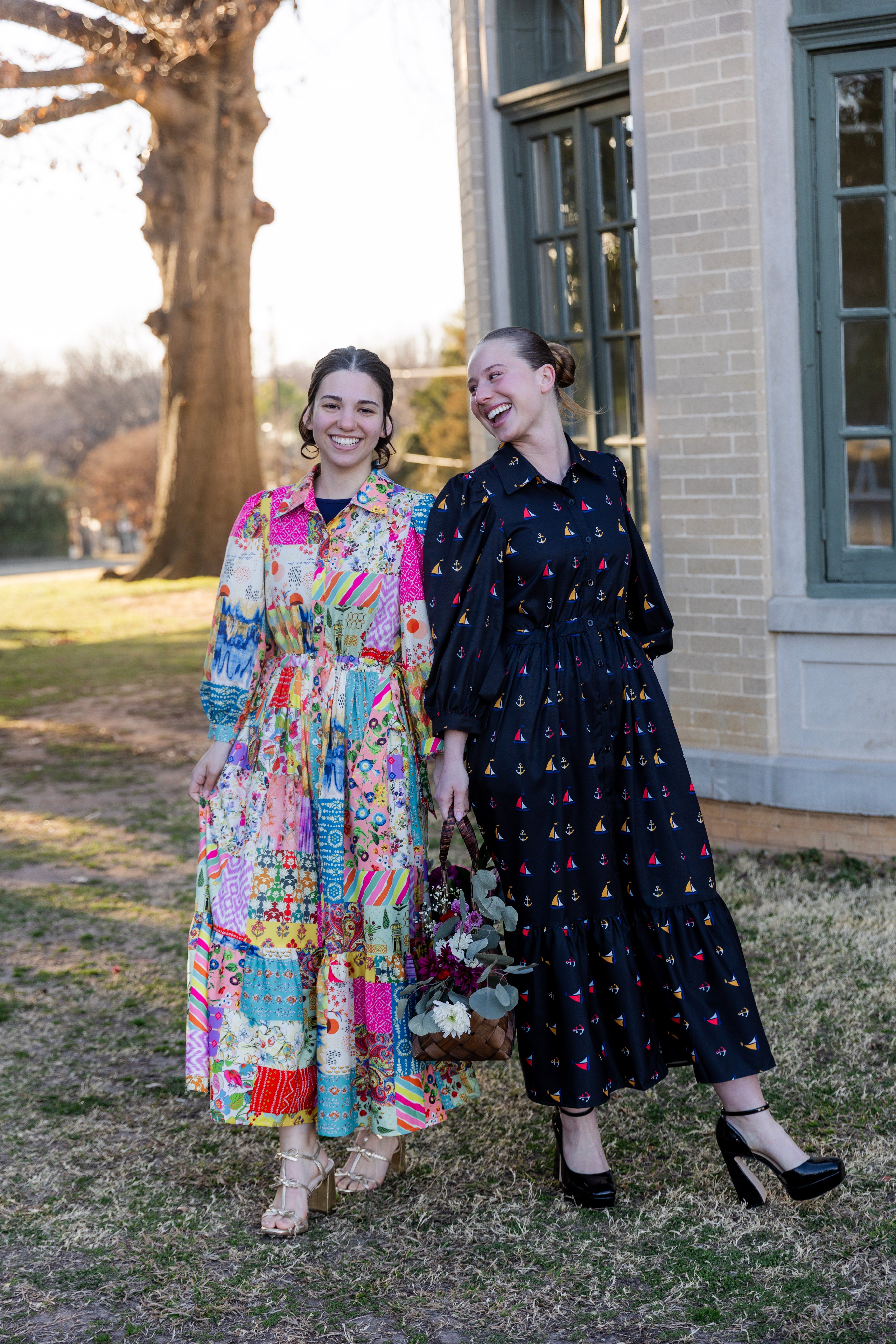 Model wearing the Nuggles® Leila Dress in Tiny Skipper