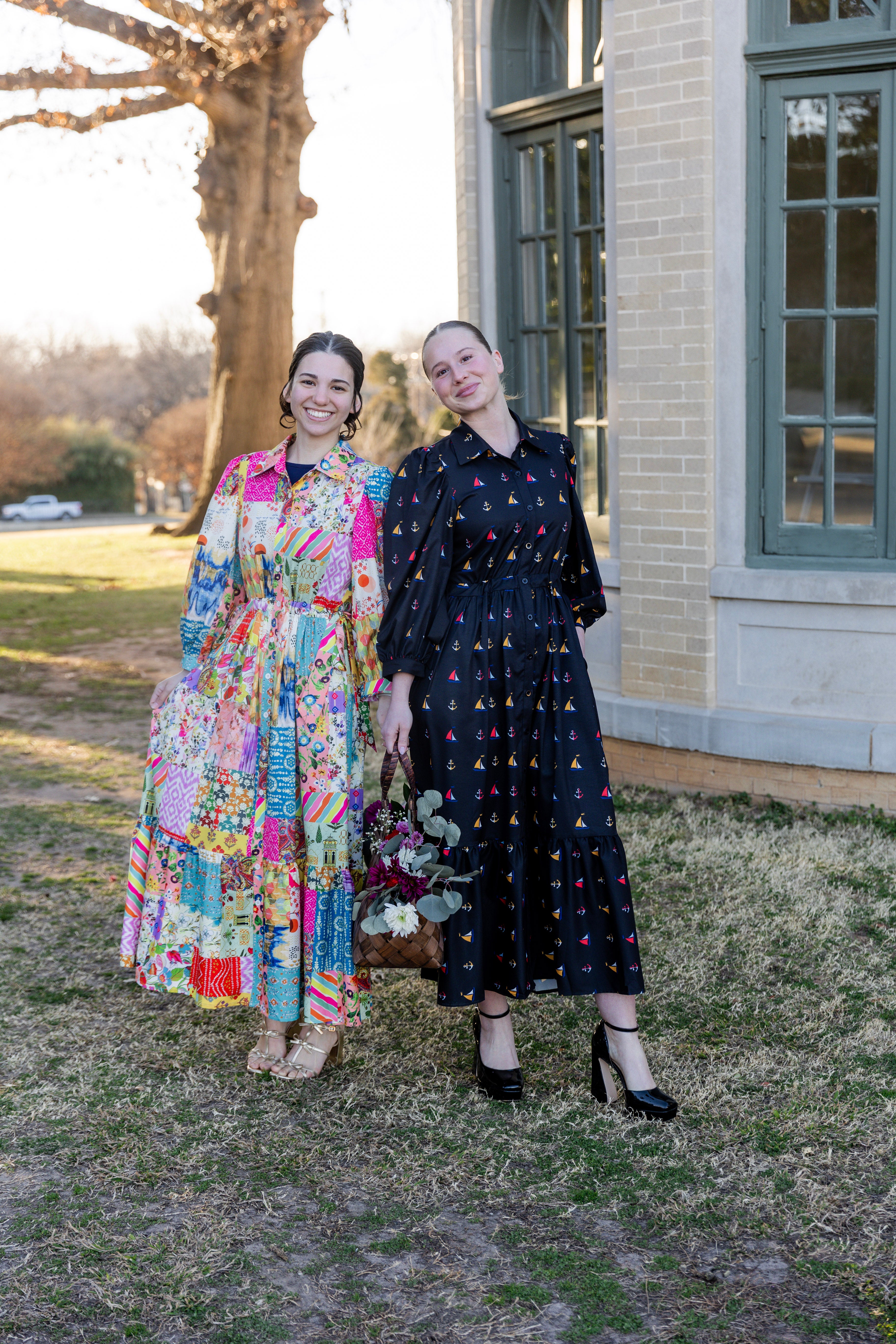 Model wearing the Nuggles® Leila Dress in Tiny Skipper