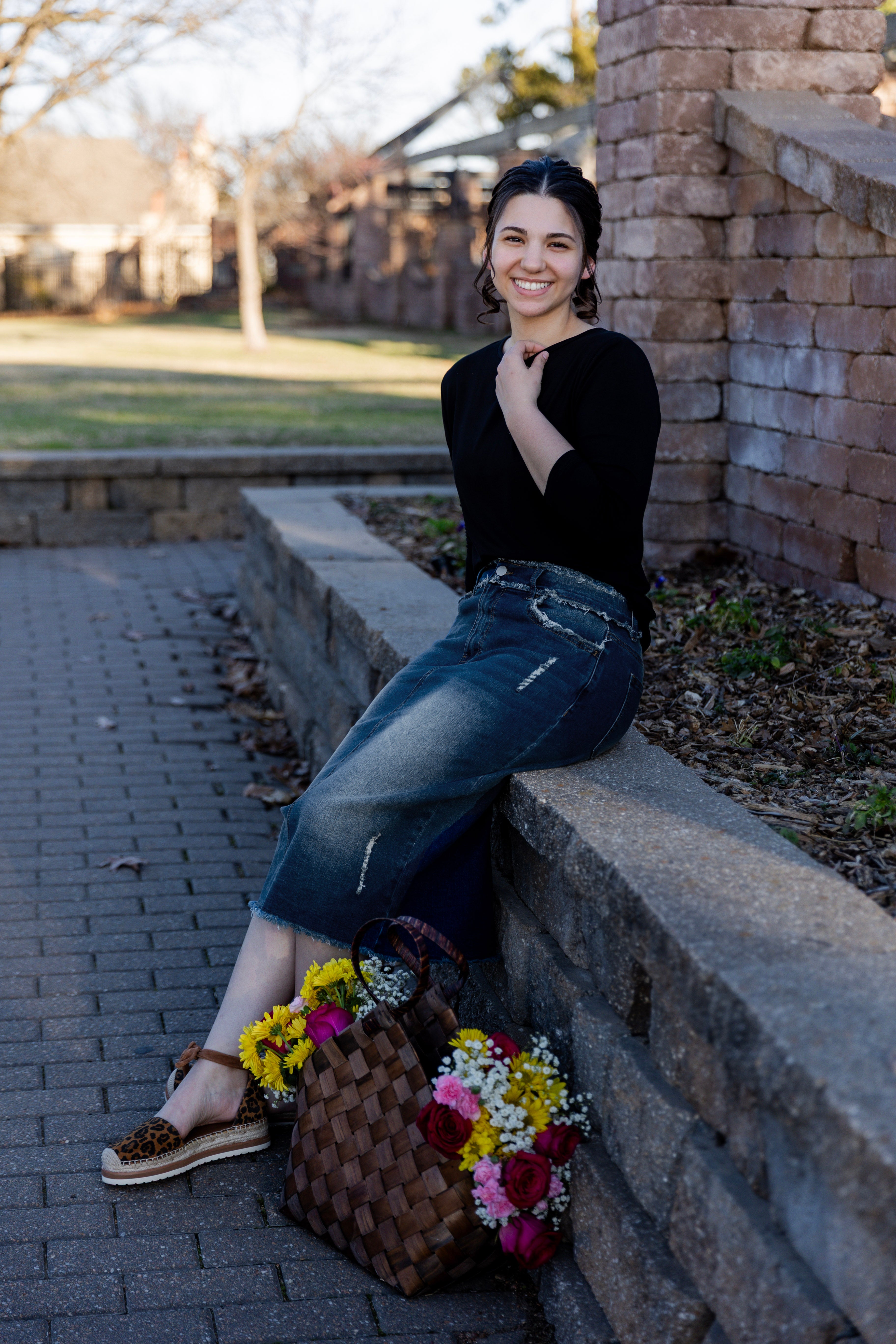 modest denim skirts in 27" length