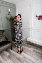 Model wearing Nuggles®  Cindy Bubble Dress in Mocha Brushstroke 
