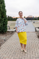 3/4 bubble sleeve modest beautiful print top 