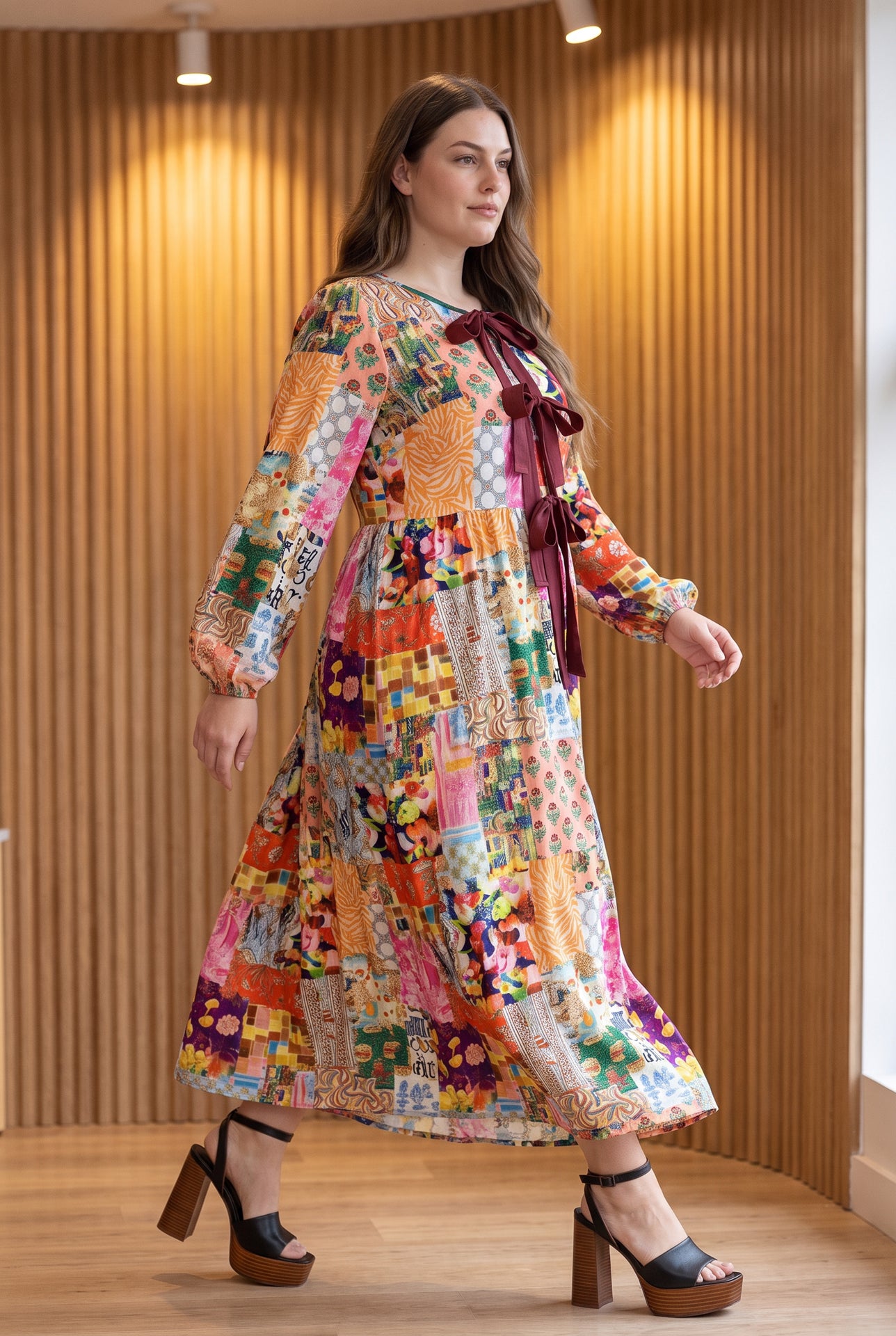 Model wearing Nuggles®  Addison Dress in Carousel
