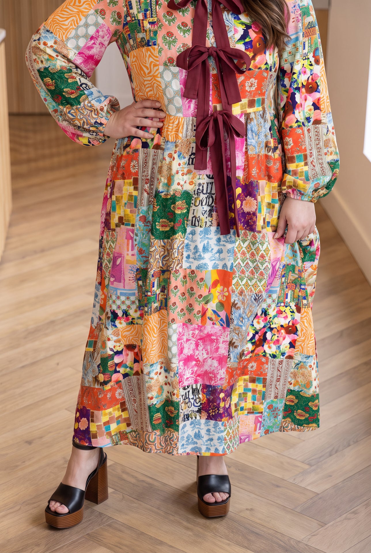 Model wearing Nuggles®  Addison Dress in Carousel