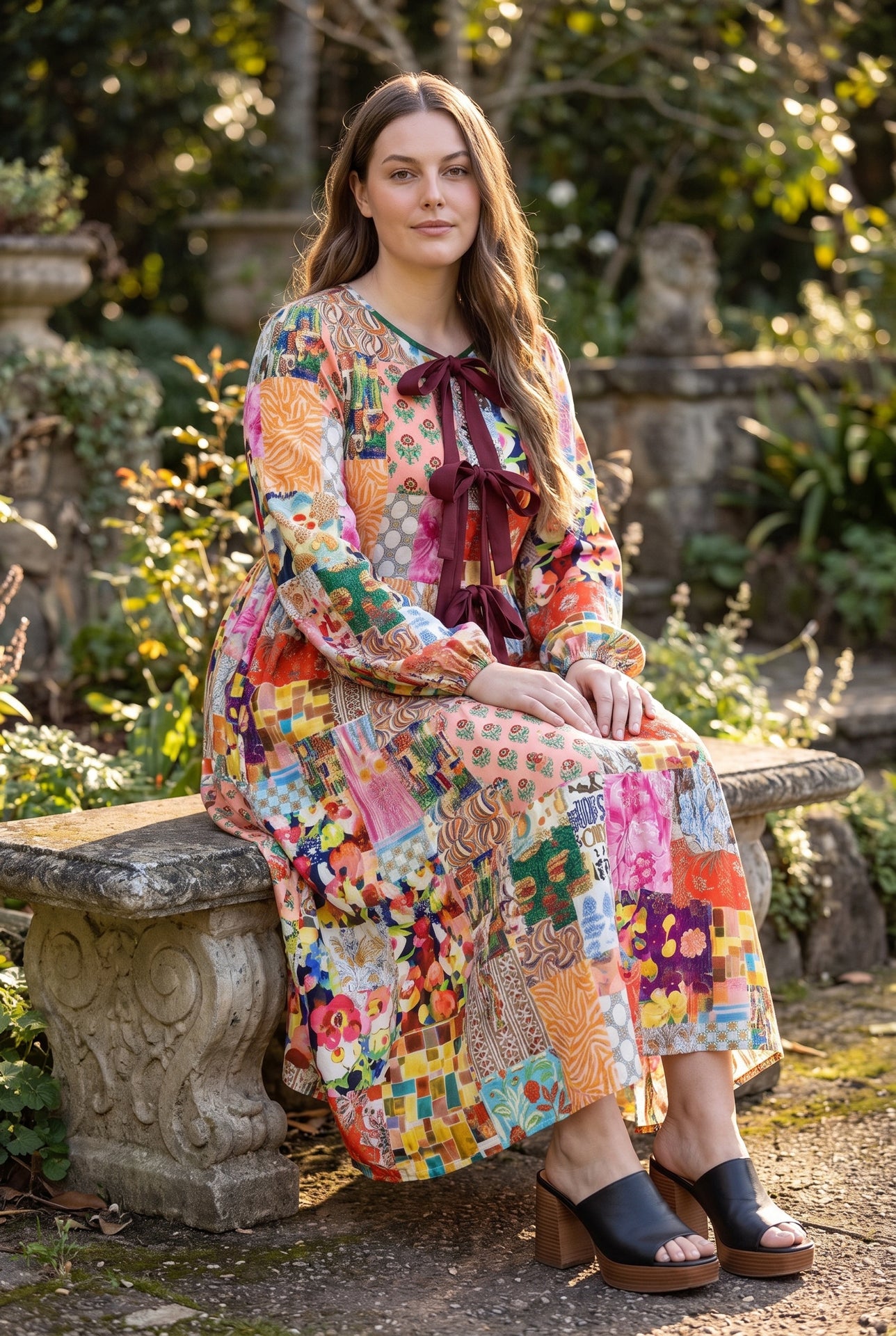 Model wearing Nuggles®  Addison Dress in Carousel