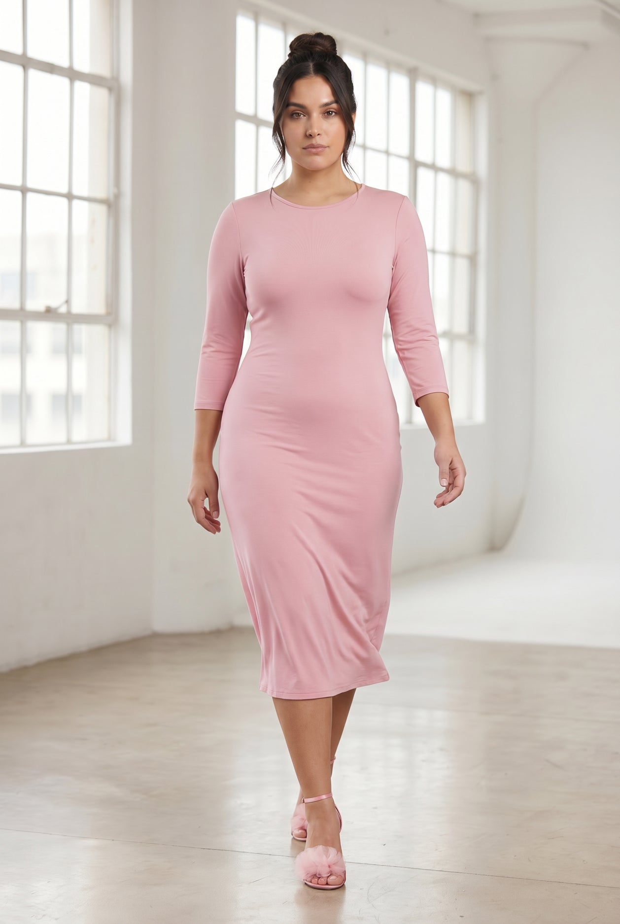 Baby Pink Original Midi Layering Dress | Modest Midi Dress