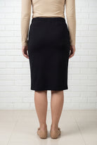 Model wearing Nuggles® 25" Relaxed Midi Skirt in Black