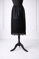 Our modest Nuggles® 27" crochet lace slip in Black