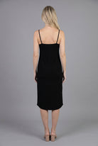 Black Layering Camisole Dress by Nuggles, modest sleeveless cotton slip midi worn under dresses and tops