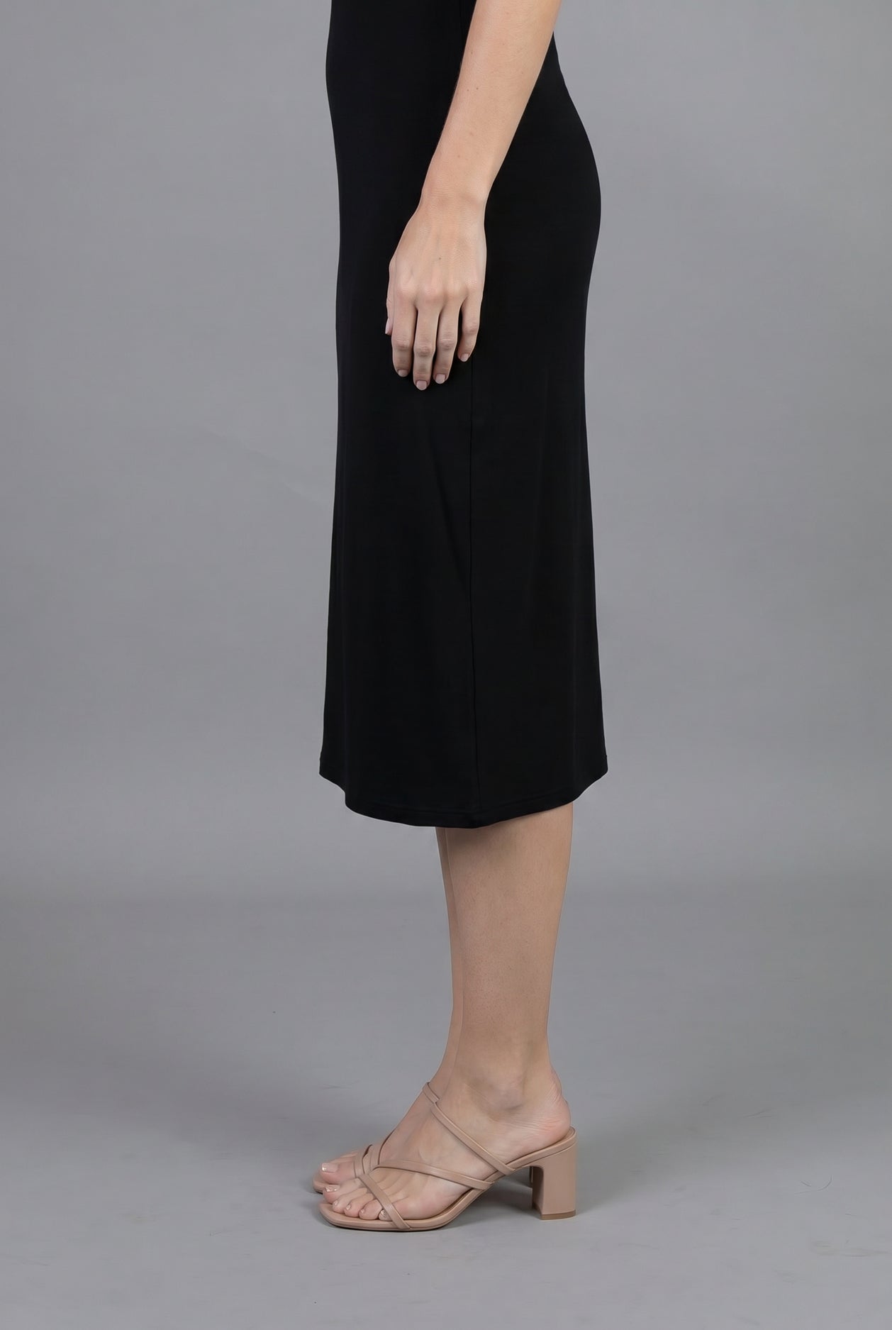 Nuggles Layering Camisole Dress in Black, everyday sleeveless cotton midi slip dress for layering