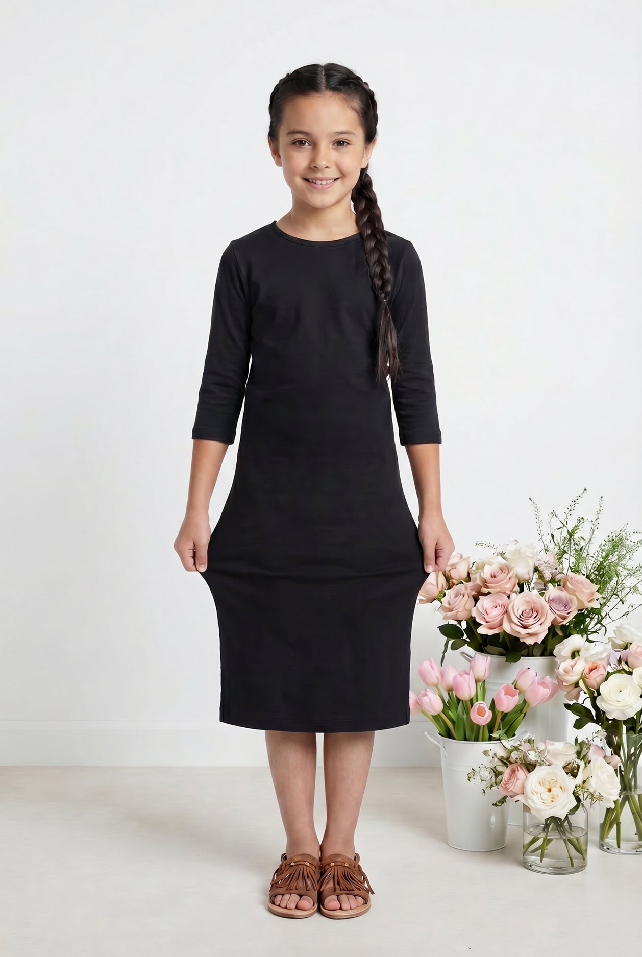 Girls' Layering Dress in Black nuggles-clothing