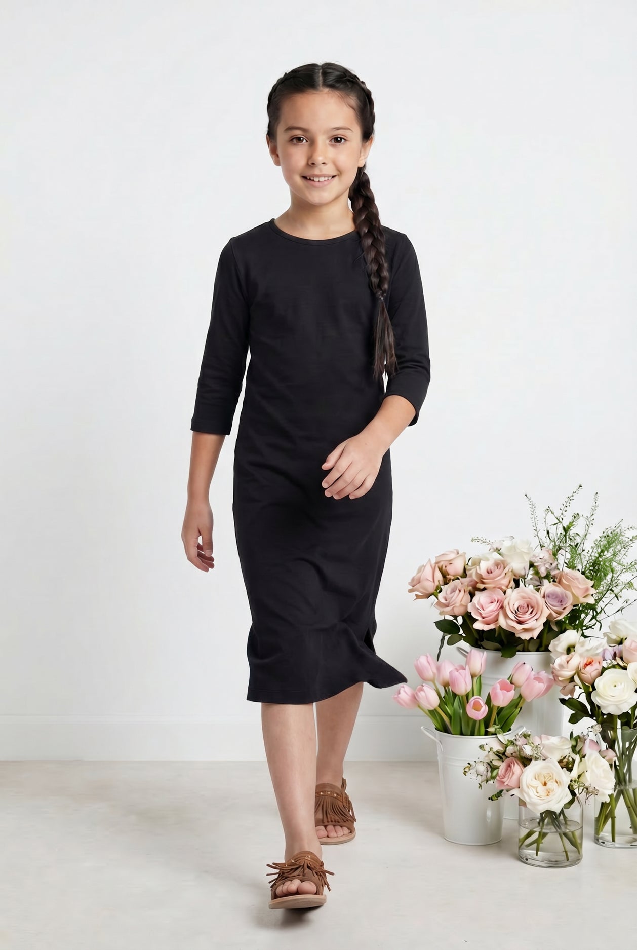 Girls' Layering Dress in Black nuggles-clothing