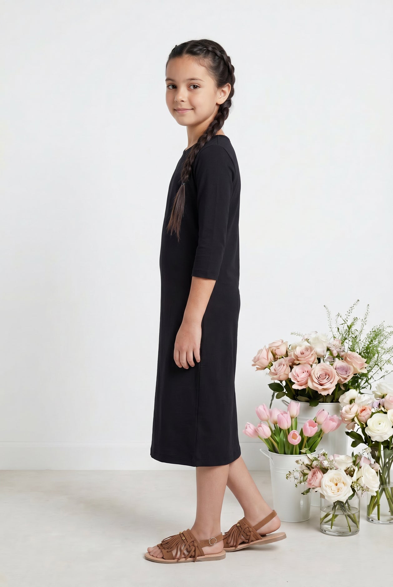 Girls' Layering Dress in Black nuggles-clothing