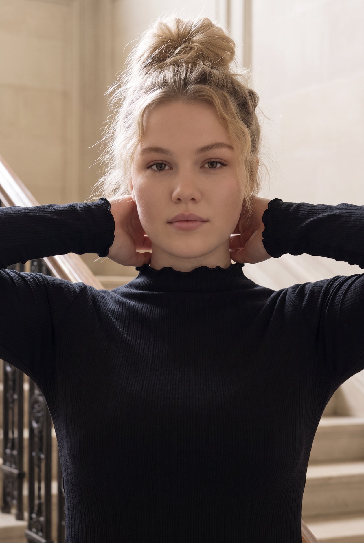 Model wearing Nuggles®  Magnolia Top in Black
