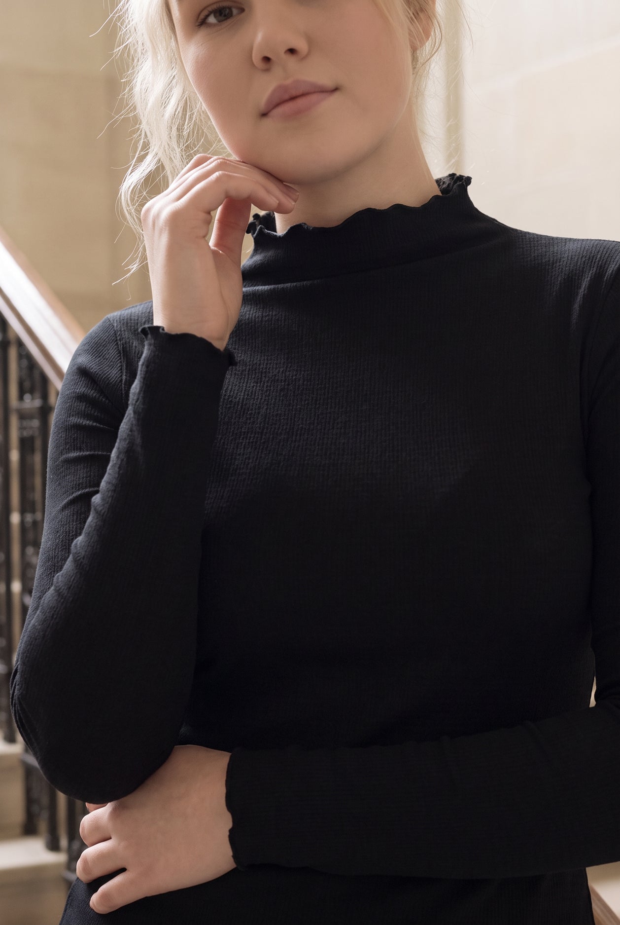 Model wearing Nuggles®  Magnolia Top in Black
