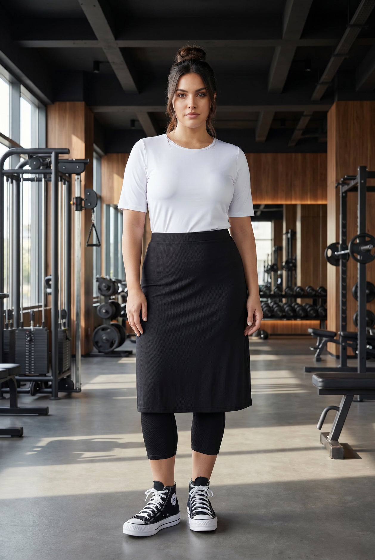 Model wearing Nuggles® 27" All-Sport Skirt in Black