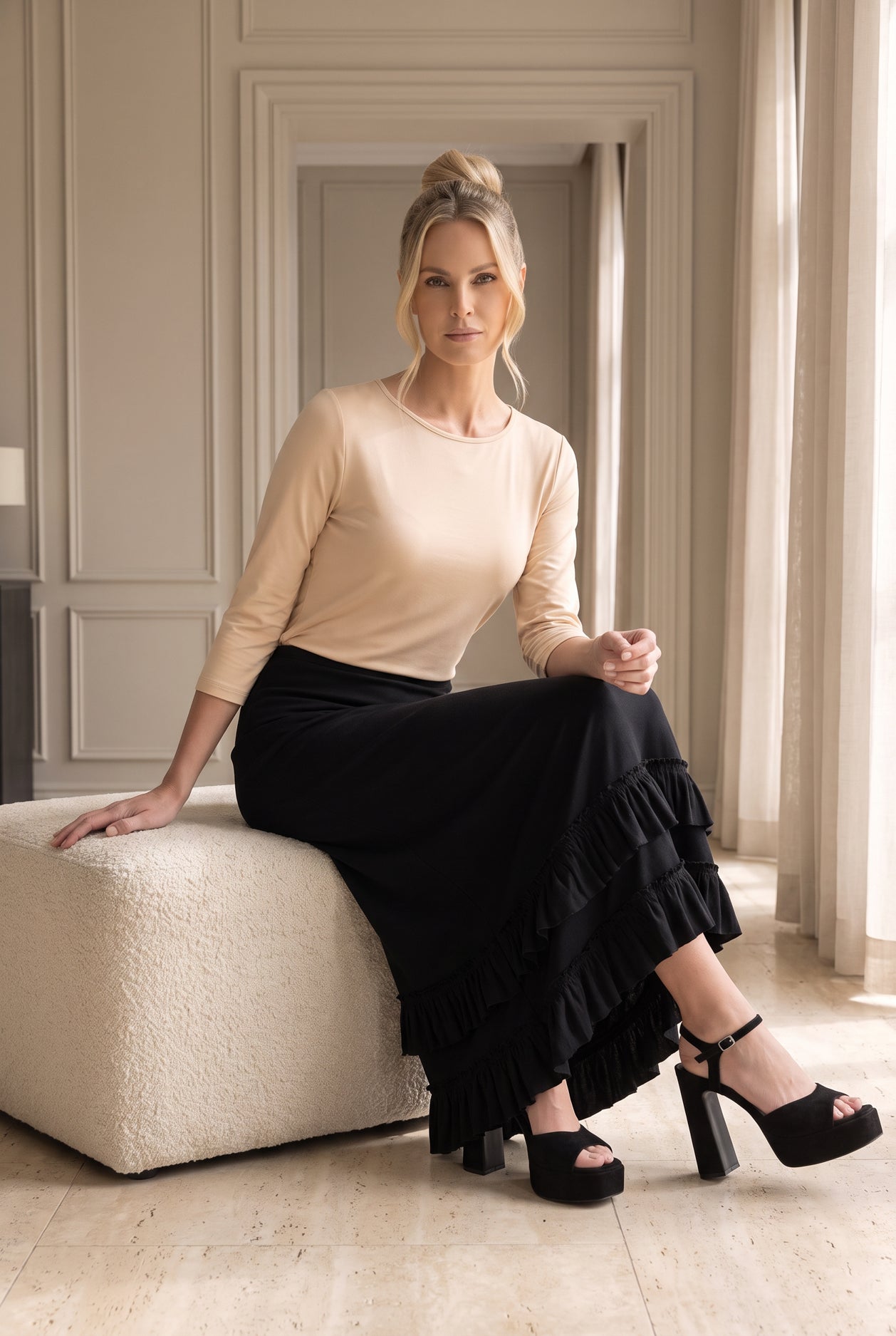 Model wearing Nuggles®  Callie Skirt in Black