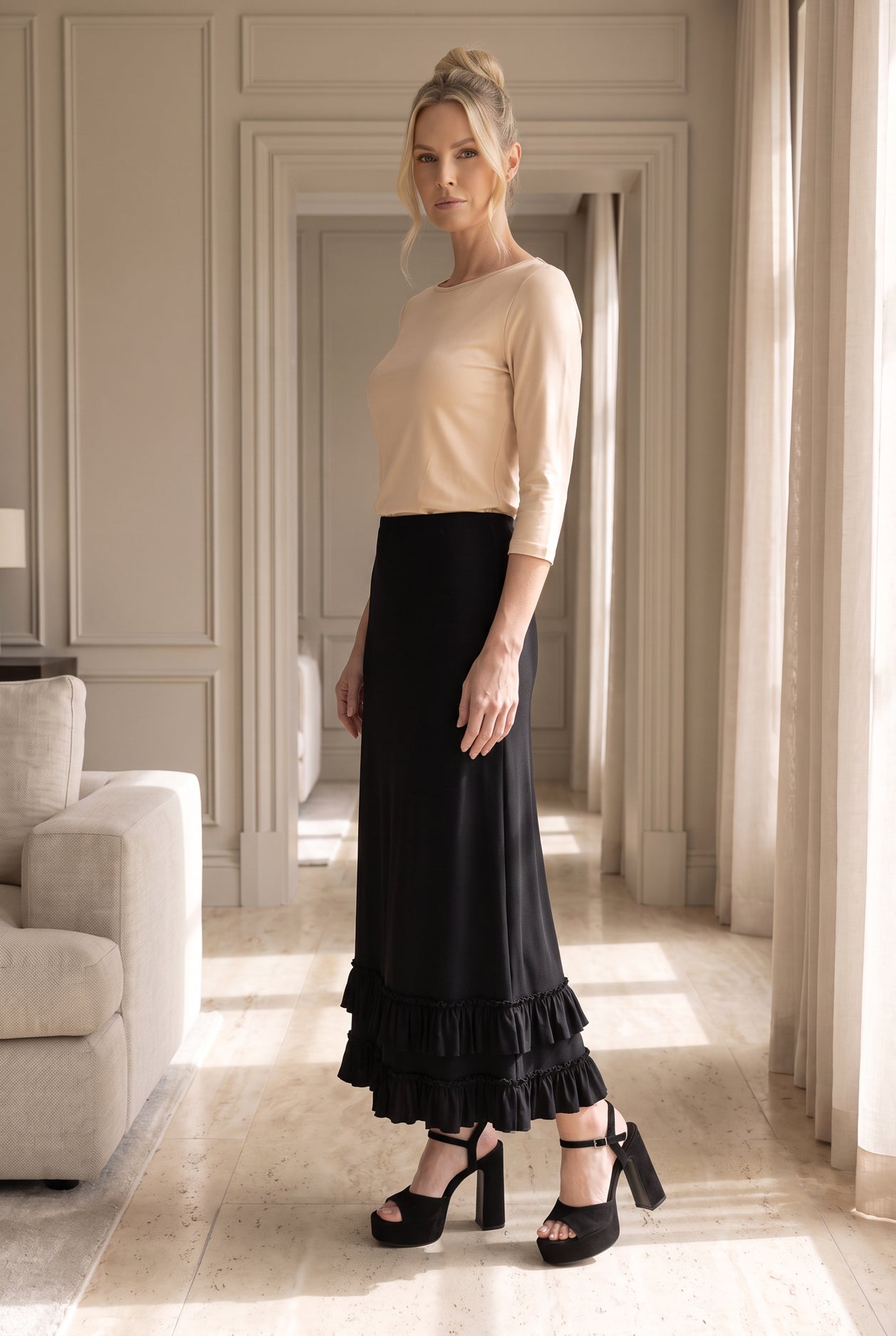 Model wearing Nuggles®  Callie Skirt in Black