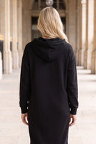 Model wearing Nuggles®   Hoodie Dress in Black