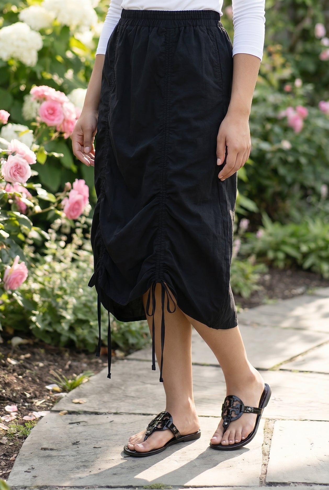 Model wearing Nuggles® Oriana Skirt in Black