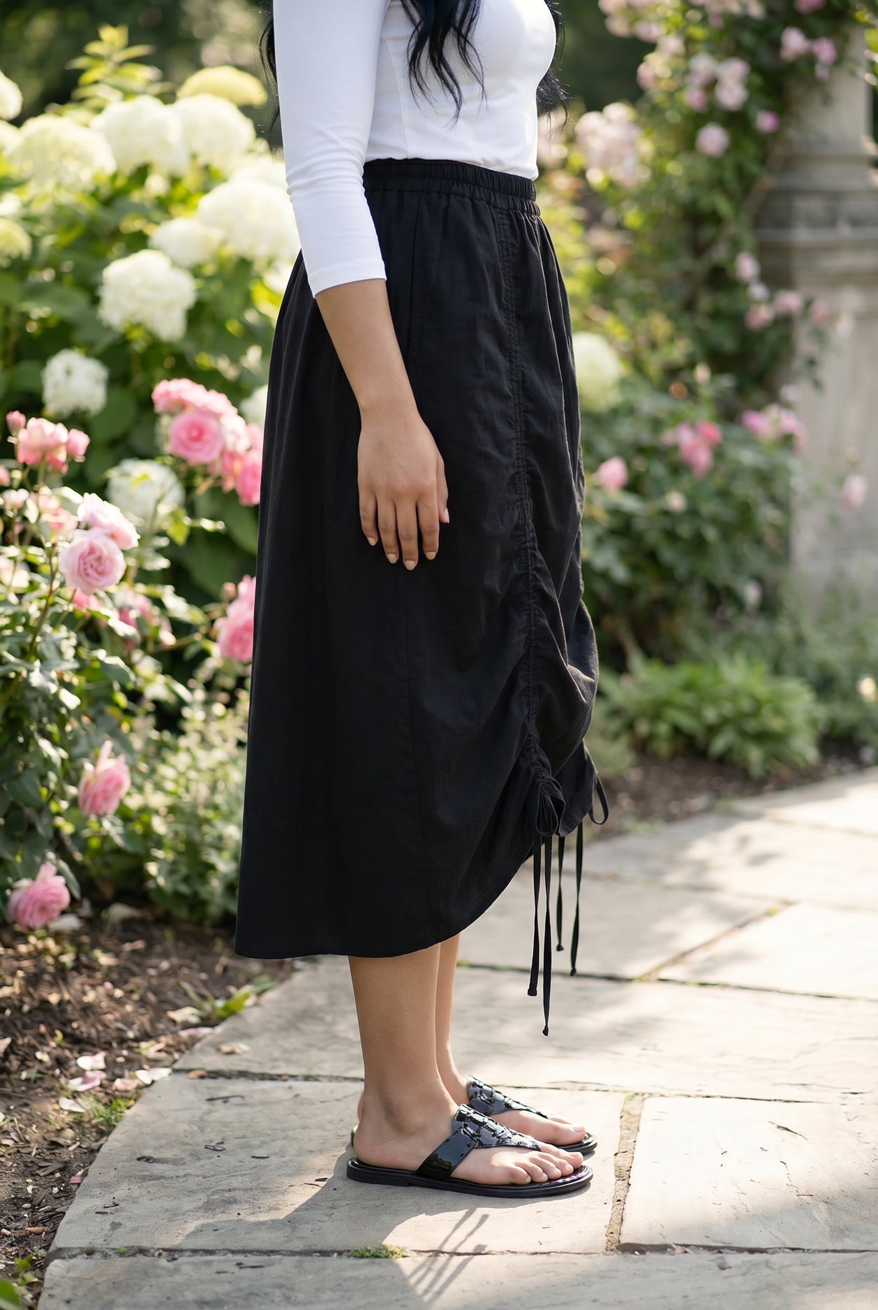 Model wearing Nuggles® Oriana Skirt in Black