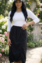 Model wearing Nuggles® Oriana Skirt in Black