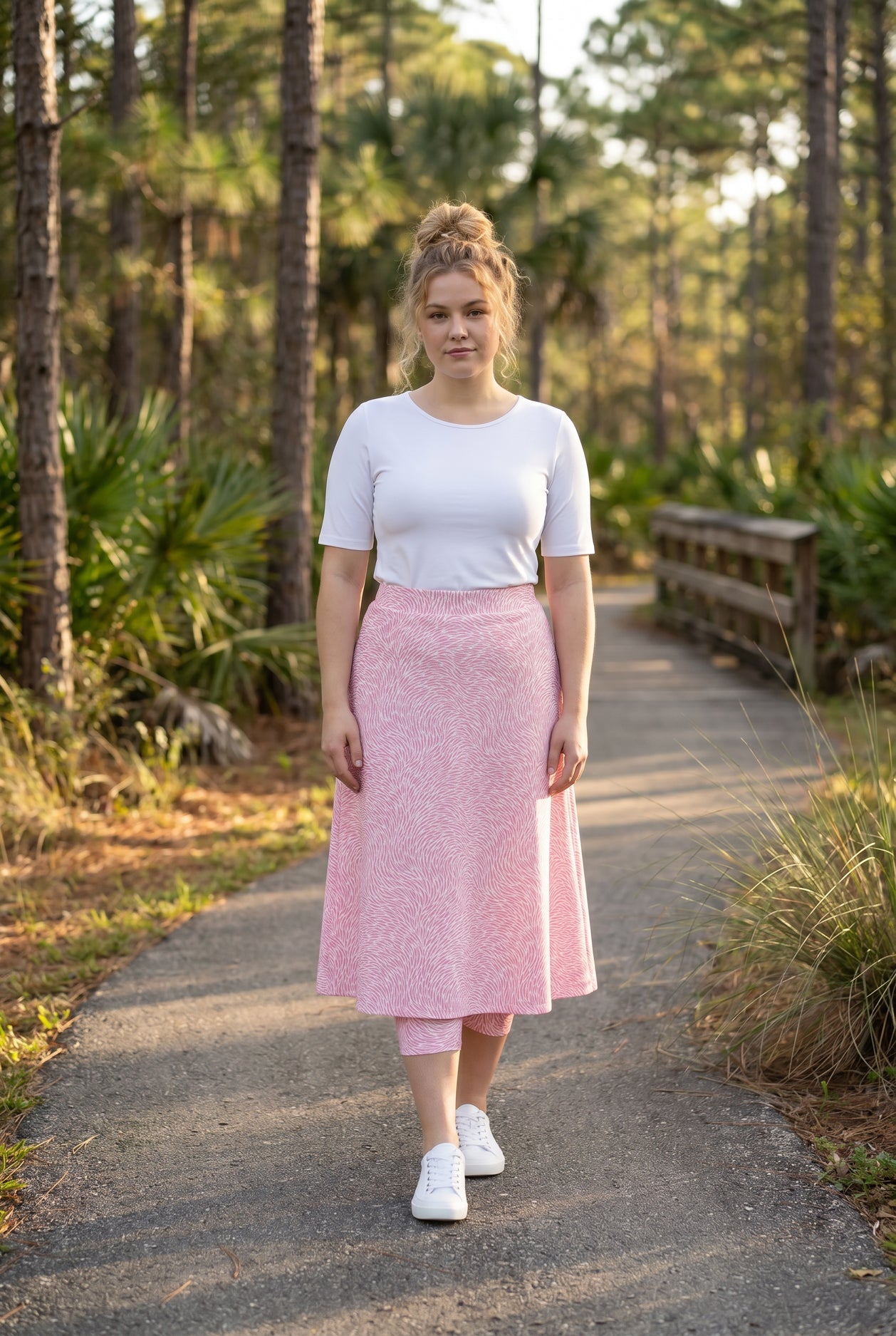 Modest 31" All-Sport Skirt in Blush Sport with built-in capri leggings