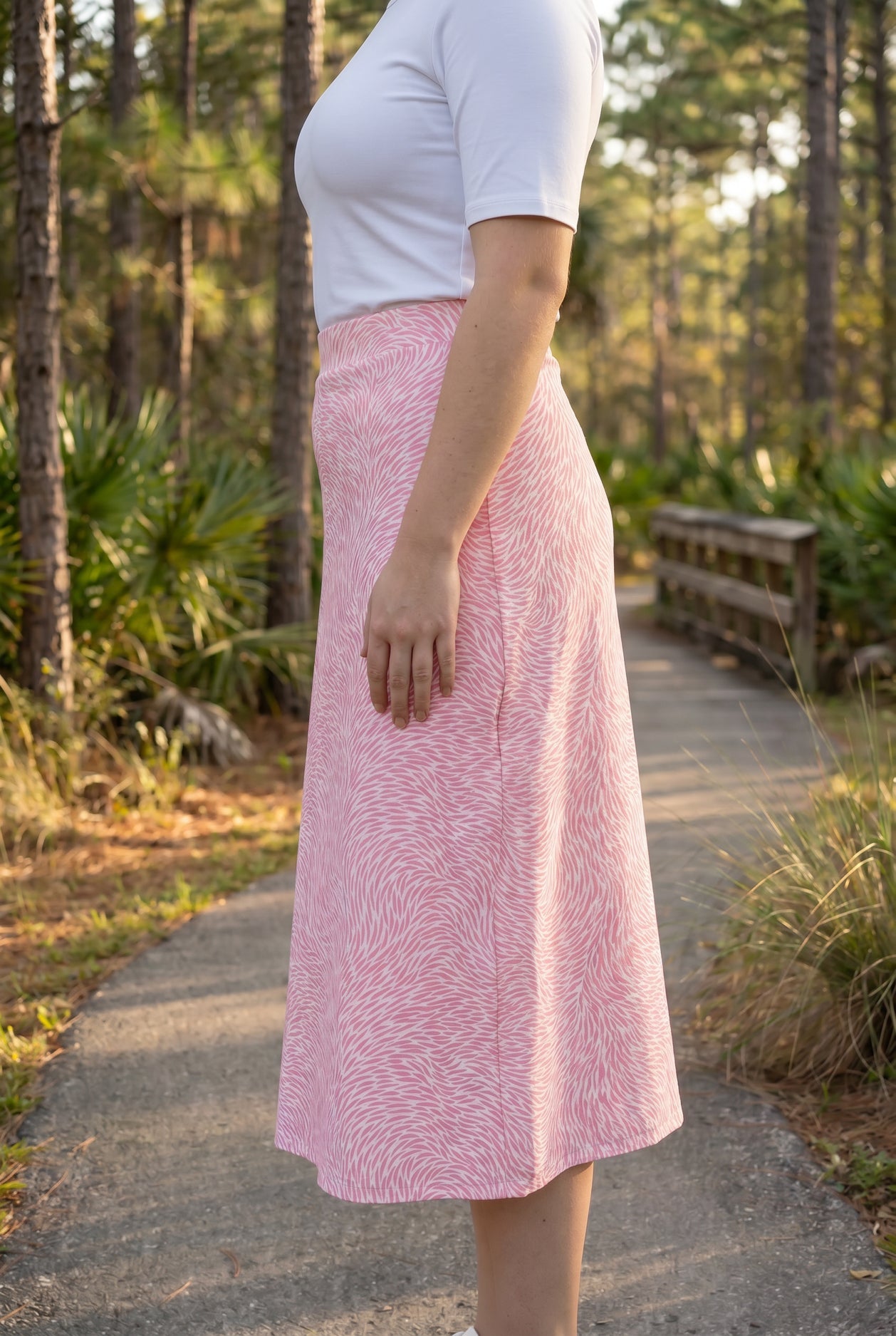 Modest 31" All-Sport Skirt in Blush Sport, back view (view 3)