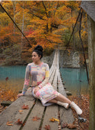 Model wearing Nuggles®  Iris Sweater Shirt in Boho Mosaic