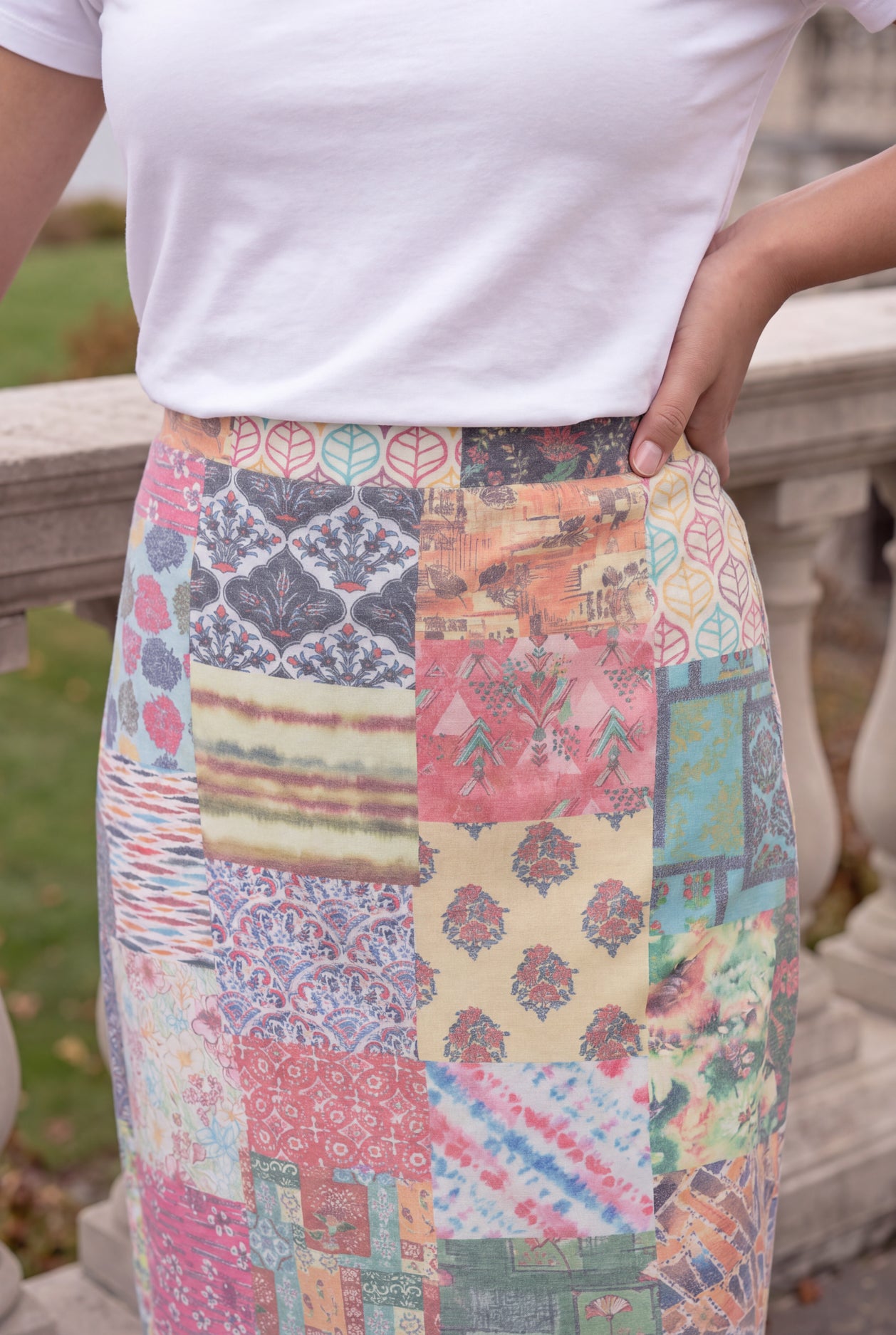 Model wearing Nuggles®  Iris Sweater Skirt in Boho Mosaic