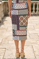Model wearing Nuggles® 31" Lexi Skirt in Boho Patchwork