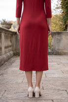 Model wearing Nuggles® Midi Layering  Dress in Brick Red