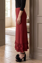 Model wearing Nuggles®  Callie Skirt in Brick Red