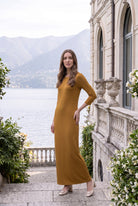 Model wearing Nuggles® Maxi Layering  Dress in Camel